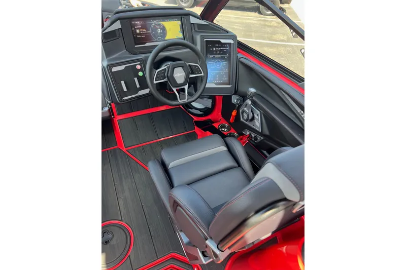 Slide: The Image of 2025 Supra SL 450 cockpit with modern dashboard and steering wheel design. - 18