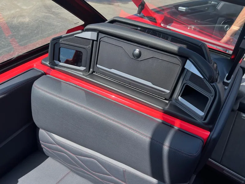 Slide: The Image of 2025 Supra SL450 interior, featuring sleek black and red design with modern dashboard elements. - 8