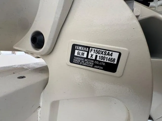 Slide: The Image of Yamaha motor label on 2024 Grady-White Fisherman 180 boat engine. - 11