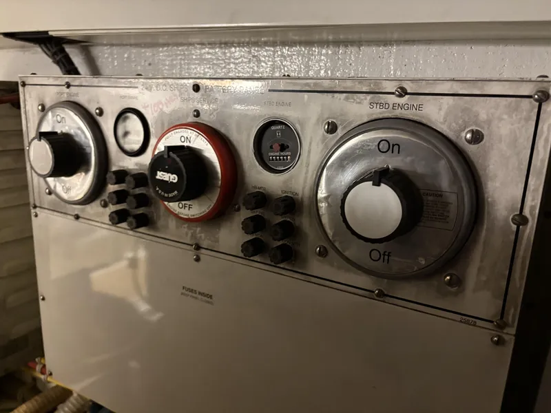 Slide: The Image of Control panel of a 1998 Hatteras 52 Sport Deck Motor Yacht. - 24
