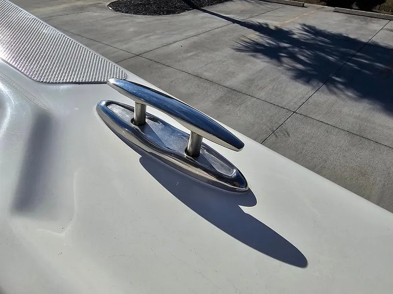 Slide: The Image of Stainless steel cleat on 2025 Pioneer 222 Sportfish boat deck. - 27