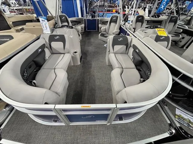 Slide: The Image of 2025 Barletta ARIA 20QC pontoon boat with spacious seating and modern design. - 23