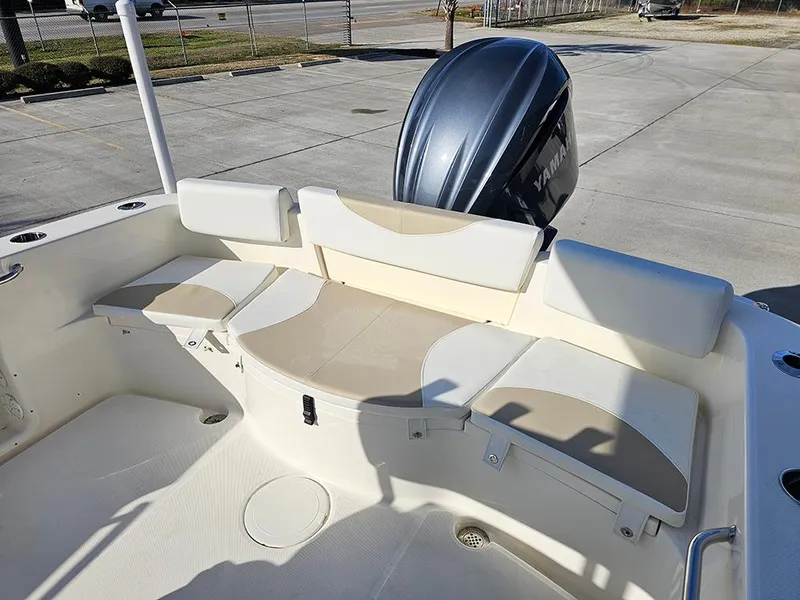 Slide: The Image of 2025 Bulls Bay 230 Center Console boat with Yamaha engine, featuring spacious seating area. - 10