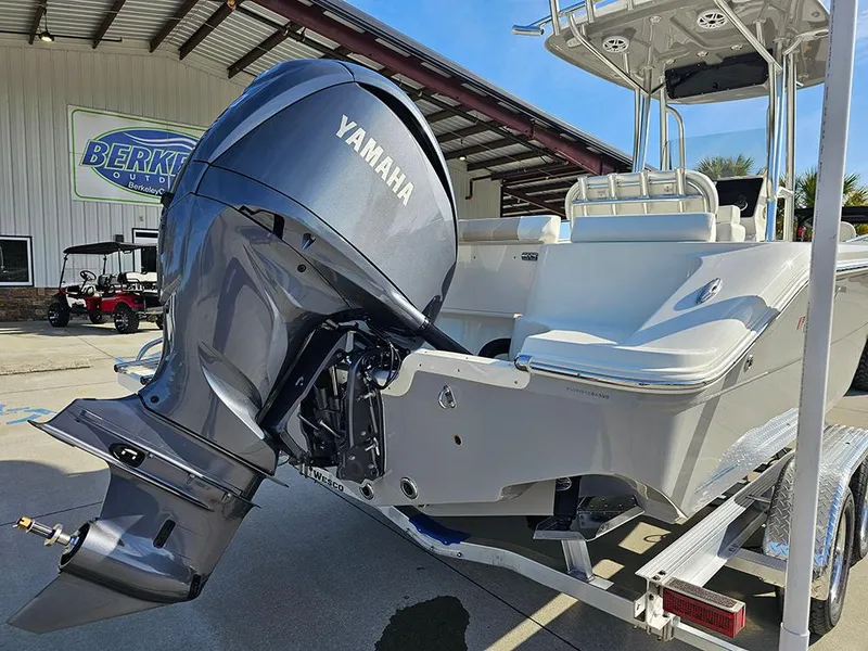 Slide: The Image of 2025 Bulls Bay 230 Center Console boat with Yamaha outboard motor on trailer. - 9