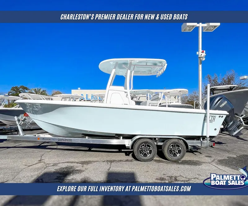Slide: The Image of 2025 Delta Boatworks 245 on trailer at Palmetto Boat Sales, Charleston. - 2
