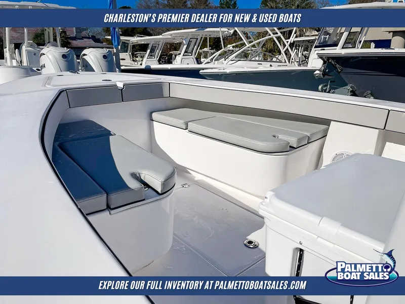 Slide: The Image of 2025 Delta Boatworks 245 interior seating, showcased by Palmetto Boat Sales in Charleston. - 5