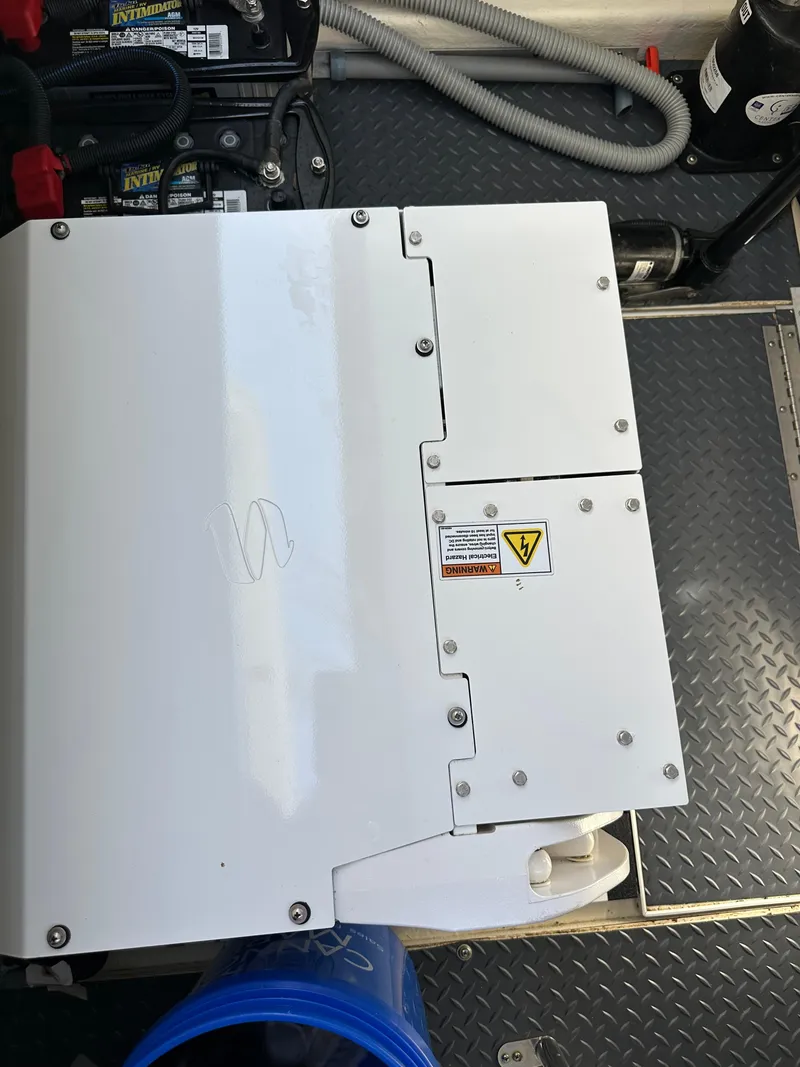 Slide: The Image of Engine compartment of a 2020 Formula 350 Crossover Bowrider OB boat. - 34