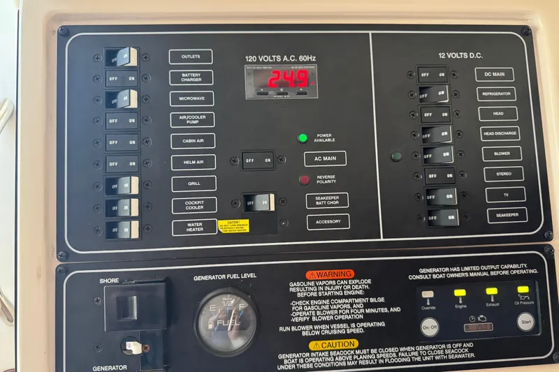 Slide: The Image of Yamaha display showing trip data: 8.3 gallons used, 8.9 miles distance on Grady-White Freedom 335. - 19