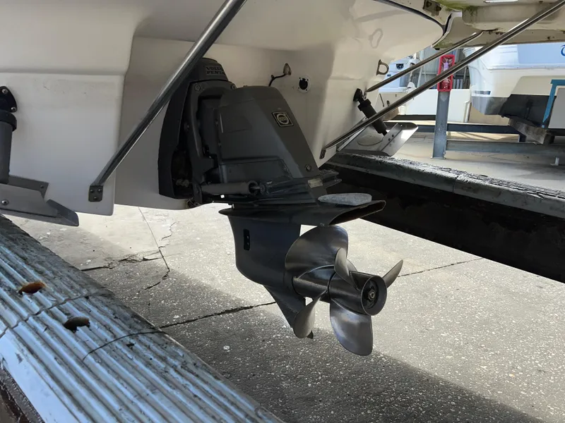 Slide: The Image of 2008 Regal 2665 boat propeller and stern drive on display. - 13