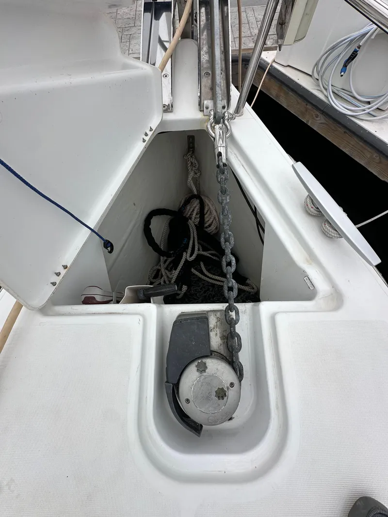 Slide: The Image of Anchor chain compartment on a 2015 Jeanneau 41DS sailboat. - 16