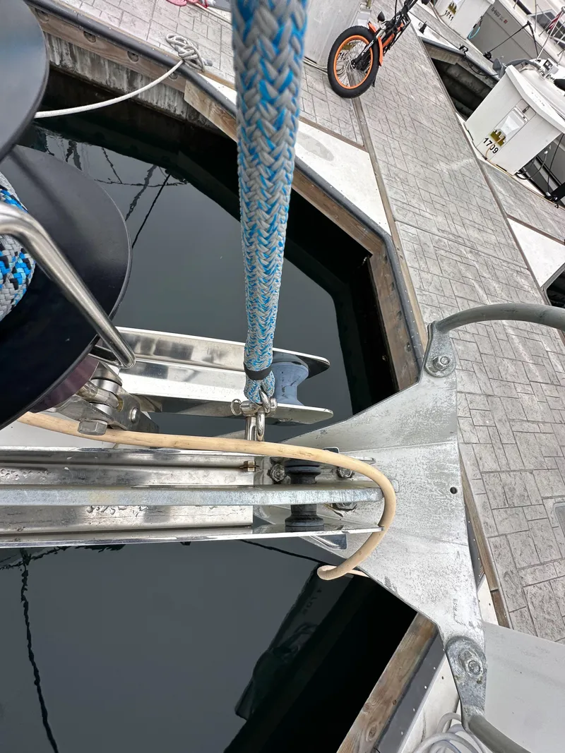 Slide: The Image of Jeanneau 41DS 2015 sailboat anchor and bow at marina dock. - 19