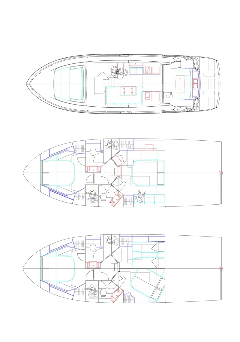 Slide: The Image of Blueprint of 2025 Cobrey 45 FLY yacht, showcasing detailed interior layout and design. - 16