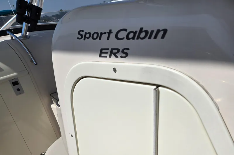 Slide: The Image of 2008 Cobia 316 Sport Cabin interior detail with "ERS" label. - 35