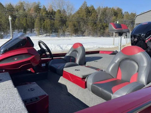 Slide: The Image of Red and gray interior of 2022 Venus AVX 1880 boat with dual seats. - 11