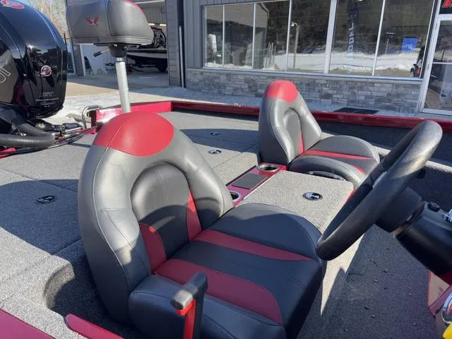 Slide: The Image of Interior of 2022 Venus AVX 1880 boat with red and gray seating. - 5