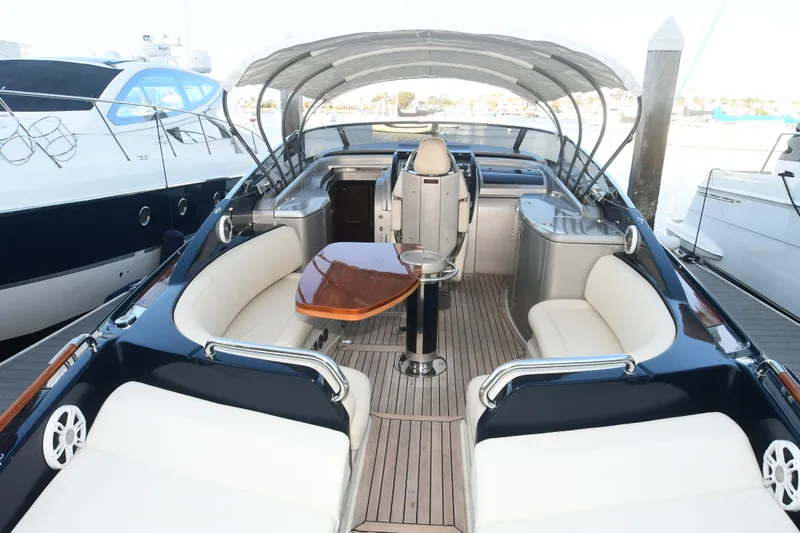 Slide: The Image of Luxurious 2012 Riva Rivarama yacht with elegant seating and sleek design. - 16