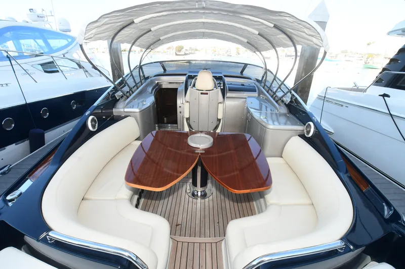Slide: The Image of Luxurious 2012 Riva Rivarama yacht interior with elegant seating and wooden table. - 17