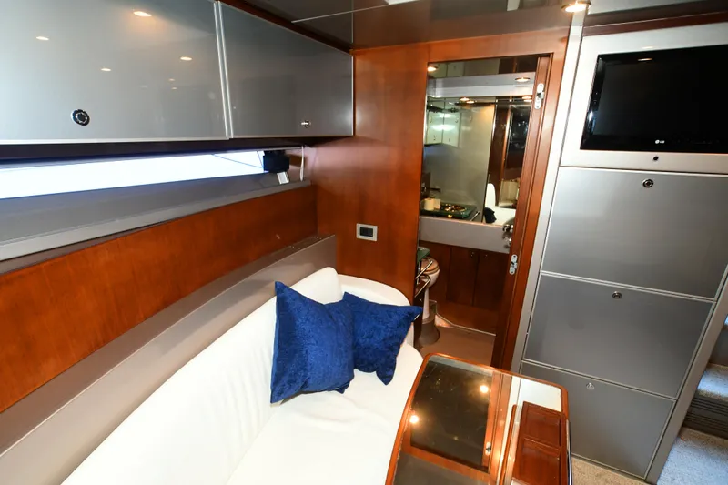 Slide: The Image of Luxurious interior of a 2012 Riva Rivarama yacht with modern furnishings and elegant design. - 35
