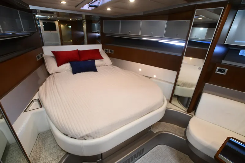 Slide: The Image of Luxurious 2012 Riva Rivarama yacht interior with elegant bedroom design and modern amenities. - 37