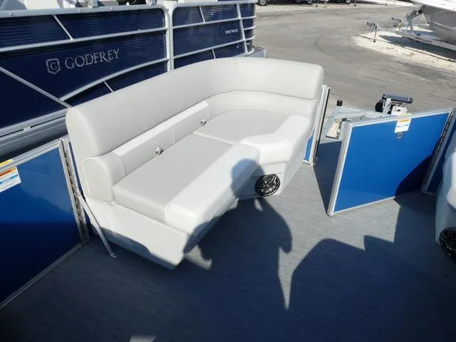Slide: The Image of 2025 Godfrey Pontoons Xperience 1886 CX with comfortable seating and modern design. - 15