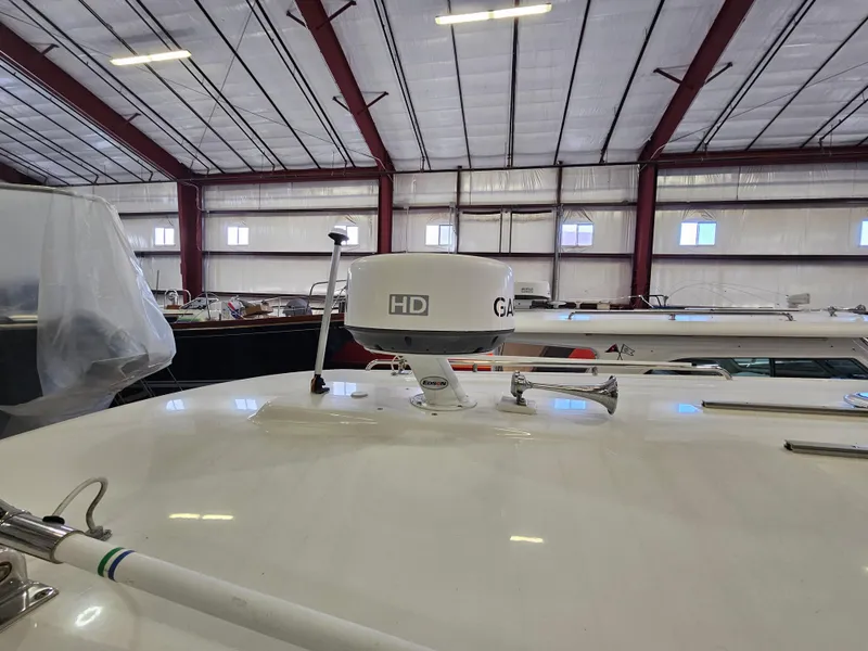 Slide: The Image of 2012 Back Cove 30 boat with Garmin HD radar in a storage facility. - 28