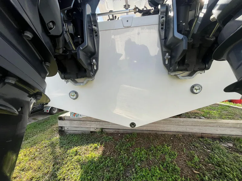 Slide: The Image of 2023 Sea Fox 268 Commander boat transom with dual outboard motors. - 12