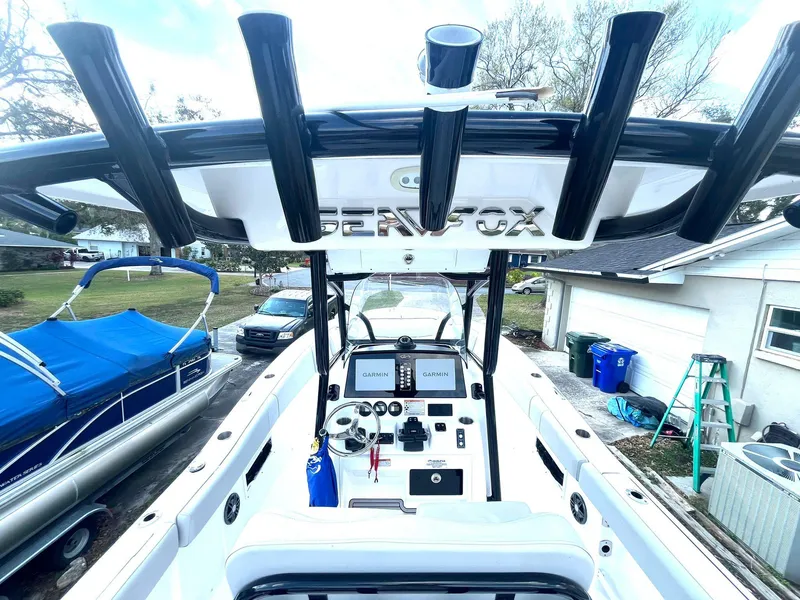 Slide: The Image of 2023 Sea Fox 268 Commander boat interior with advanced navigation controls. - 22