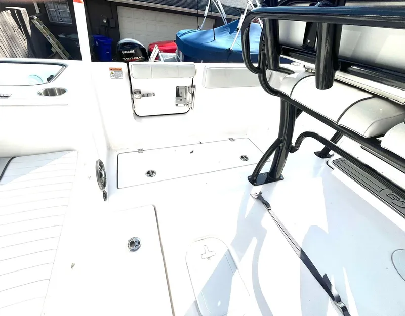 Slide: The Image of 2023 Sea Fox 268 Commander boat interior with seating and storage compartments. - 38