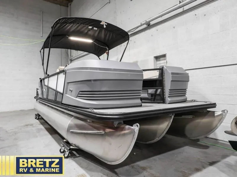 Slide: The Image of 2025 Mirage LZ A-22 SPORT pontoon boat in showroom at Bretz RV & Marine. - 3