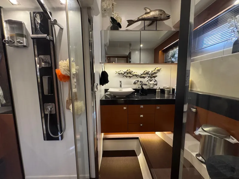 Slide: The Image of Luxurious bathroom on a 2016 Prestige 550 yacht. - 38