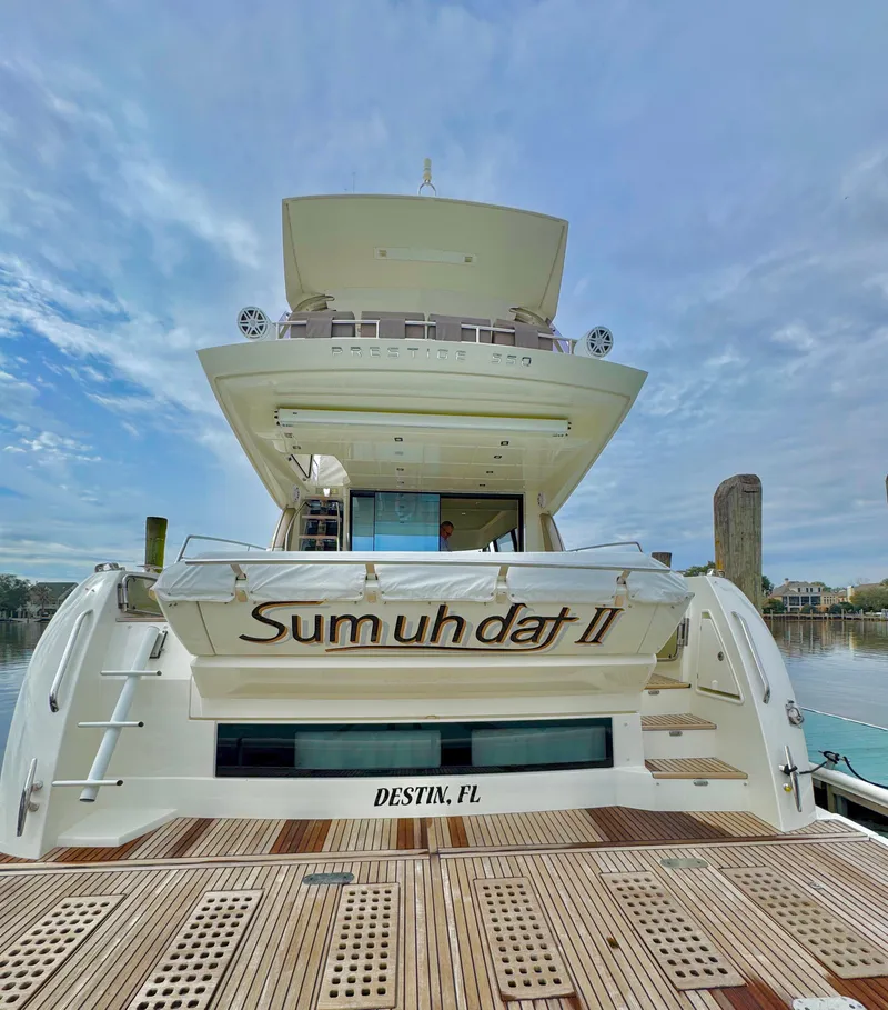 Slide: The Image of Rear view of a 2016 Prestige 550 yacht in Destin, Florida. - 7