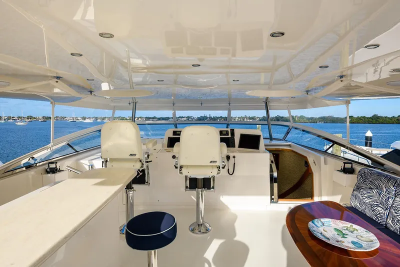 Slide: The Image of Luxurious 2009 Pacific Mariner 85 yacht interior with helm and seating area. - 14
