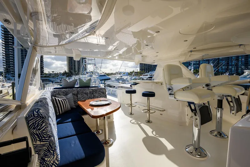 Slide: The Image of Luxurious 2009 Pacific Mariner 85 yacht interior with elegant seating and modern design. - 15