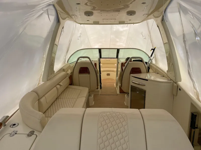 Slide: The Image of 2020 Chris-Craft Launch 28GT interior with luxurious seating and elegant design. - 4