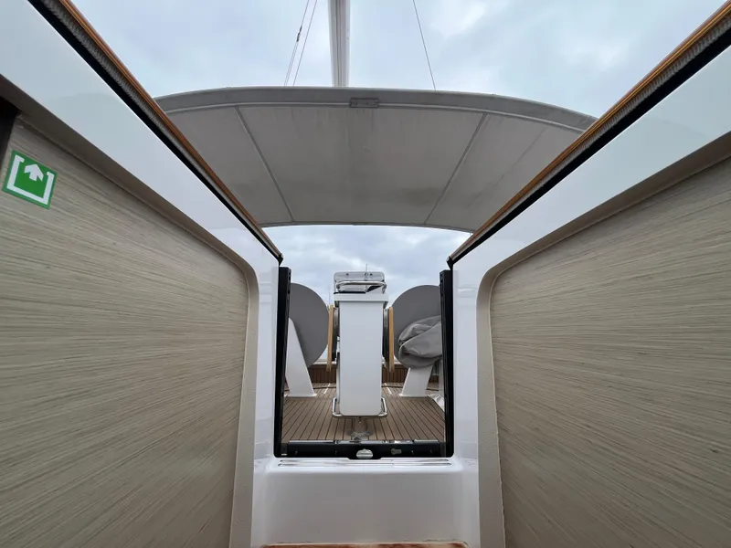 Slide: The Image of Hanse 418 yacht cockpit view, 2021 model, featuring sleek design and modern amenities. - 20
