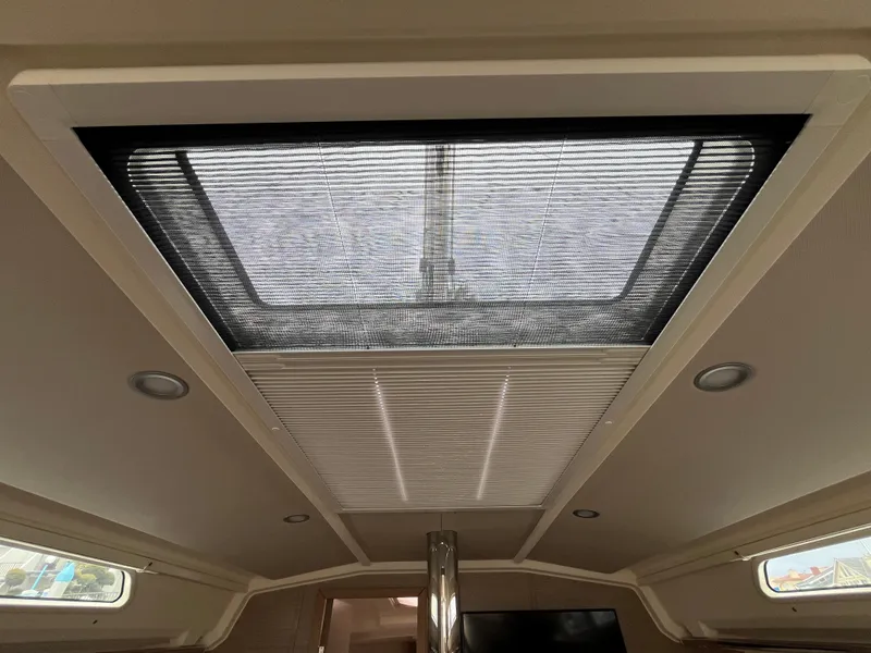 Slide: The Image of Interior view of 2021 Hanse 418 yacht skylight with modern design. - 44