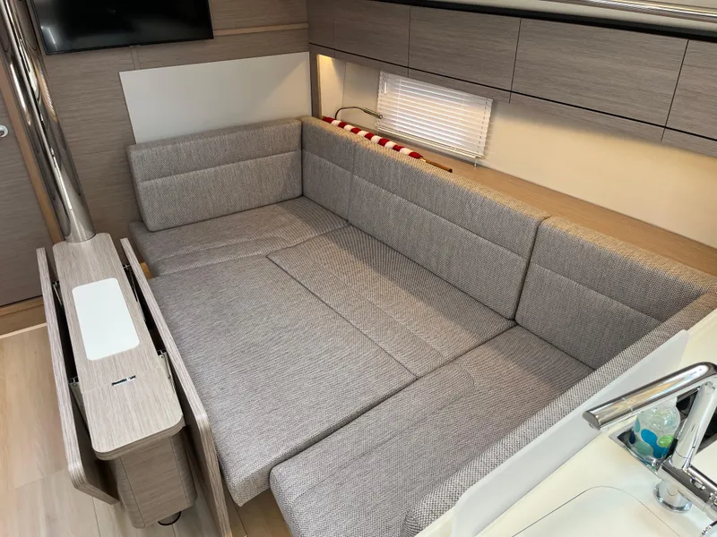 Slide: The Image of Modern interior of 2021 Hanse 418 yacht with comfortable seating area. - 39