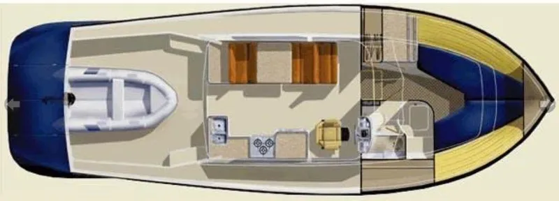 Slide: The Image of Top view layout of a 2005 True North 38 Heritage boat interior. - 34