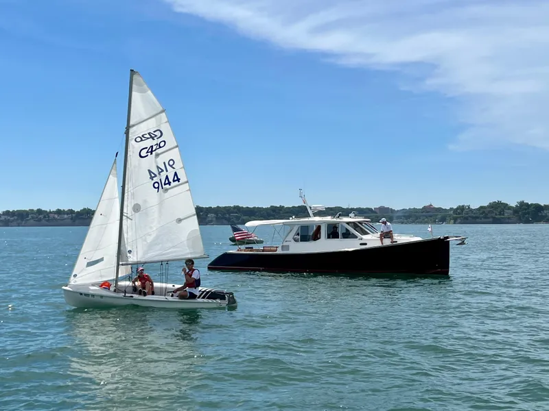 Slide: The Image of Sailboat and 2005 True North 38 Heritage yacht on a sunny day at sea. - 9