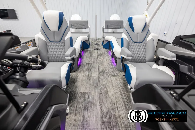 Slide: The Image of Luxurious interior of 2025 Avalon Excalibur LTD QLW with modern seating and ambient lighting. - 14