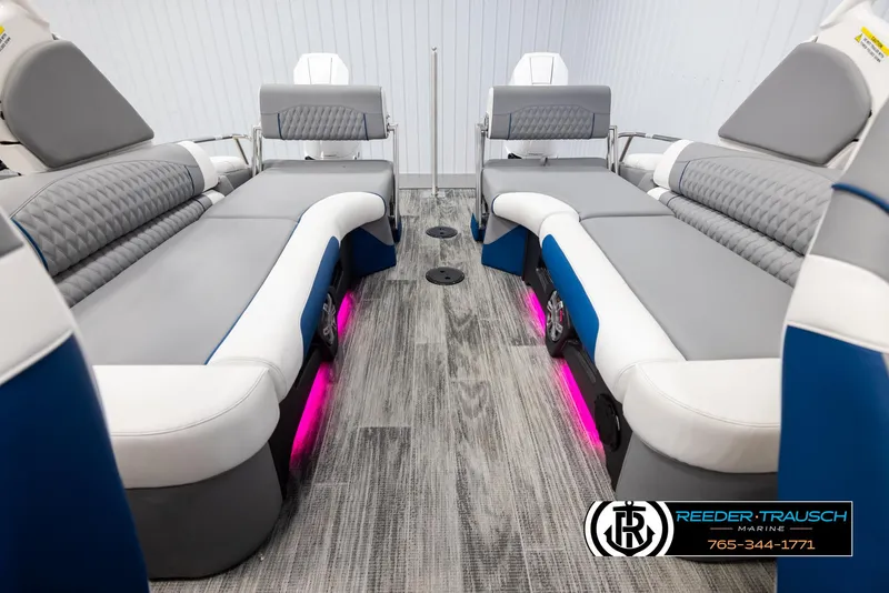 Slide: The Image of Luxurious interior of 2025 Avalon Excalibur LTD QLW with modern seating and ambient lighting. - 15