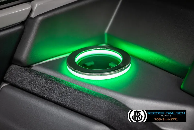 Slide: The Image of Illuminated cup holder in 2025 Avalon Excalibur LTD QLW with green LED lighting. - 45