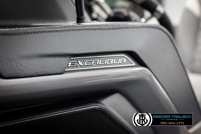 Slide: The Image of 2025 Avalon Excalibur LTD QLW interior detail with logo and sleek design. - 49
