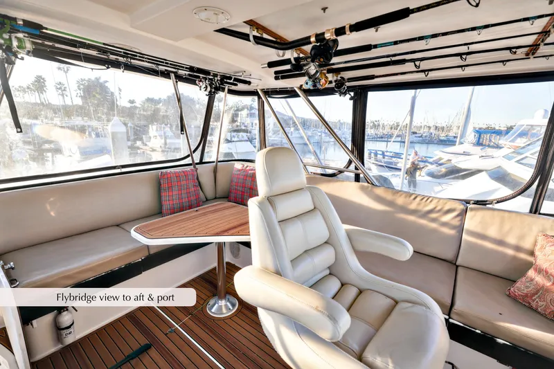 Slide: The Image of Luxurious 1996 Mediterranean convertible yacht interior with plush seating and marina view. - 18