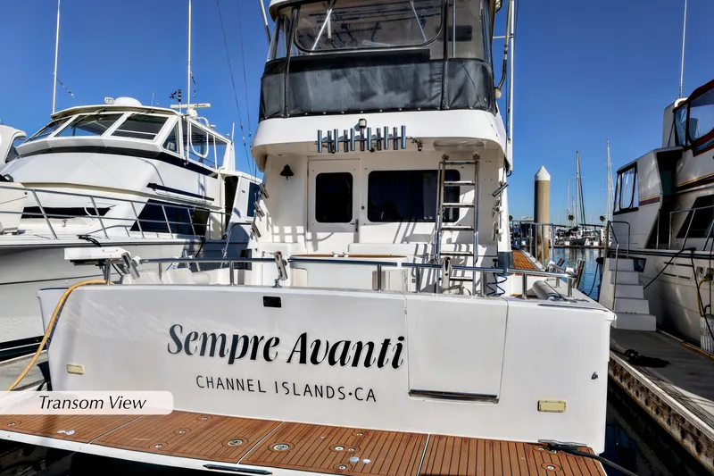 Slide: The Image of A 1996 Mediterranean convertible boat named "Sempre Avanti" docked at Channel Islands, CA. - 3
