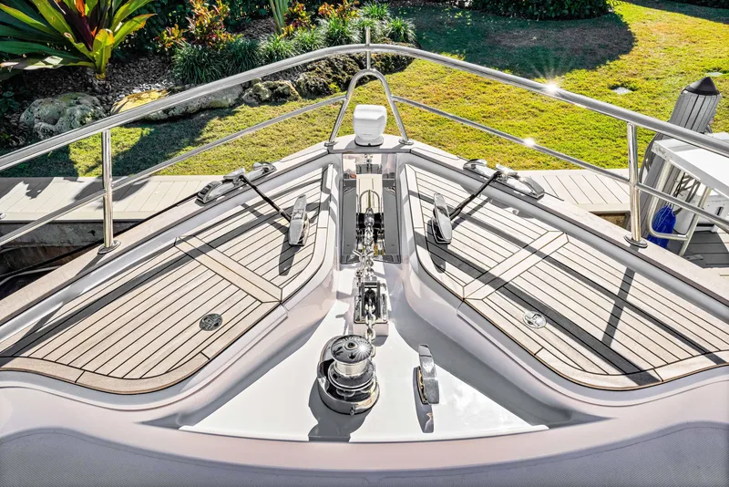 Slide: The Image of 2025 Belize 66 Daybridge yacht deck with sleek design and modern fittings. - 43