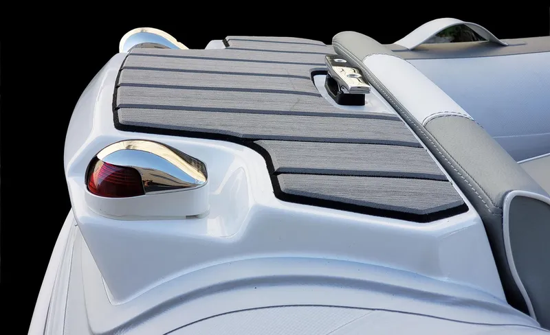 Slide: The Image of Open compartment of a 2026 Gala V330 boat, showcasing internal components and storage. - 5