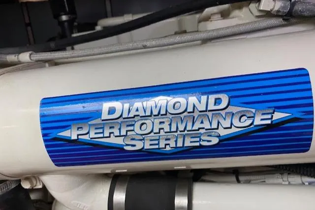 Slide: The Image of Diamond Performance Series engine label on 2002 Silverton 453 Motor Yacht. - 29