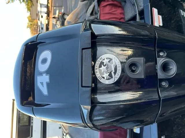 Slide: The Image of 2018 Tracker Pro Guide V-16 SC outboard motor, 40 horsepower, low emission label. - 8