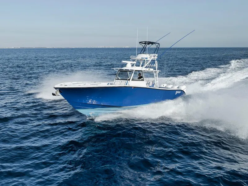 The Image of 2020 Yellowfin 42 Offshore boat cruising on open ocean waters. - 1